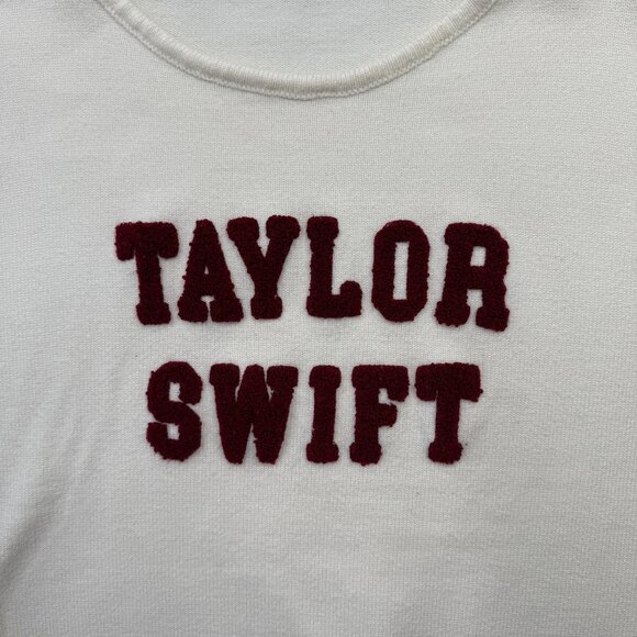 Taylor Swift Knit Varsity Sweater Collegiate Red Era Ivory Maroon Womens S/M - Picture 2 of 12